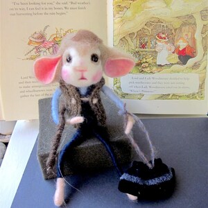 Mouse Doll and Fish, Needle Felted, One of a Kind Heirloom Collectible/ A Whale of a Fish Story image 10