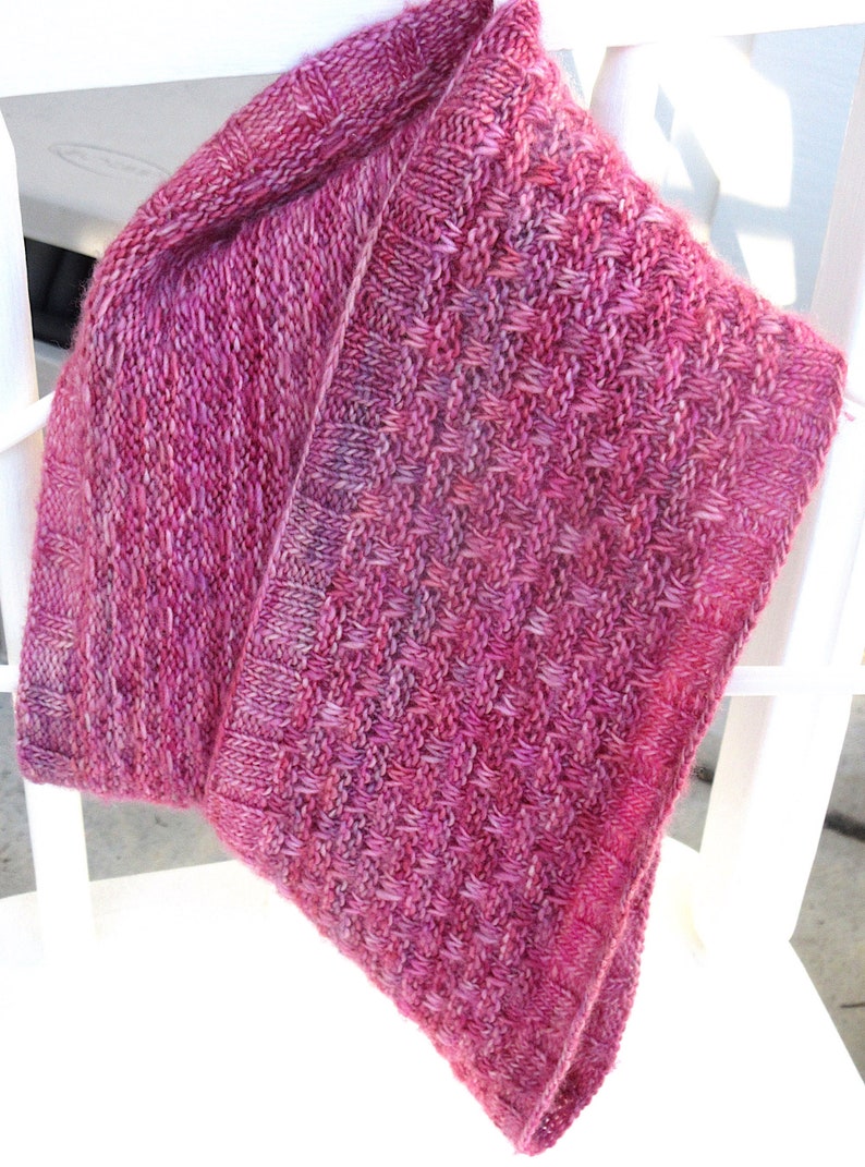 Hand Knit Cowl/ Valentine's Day or Birthday Gift/ 100% Merino Wool, Hand Dyed One of a Kind/ Delicious Raspberry-Pink image 6