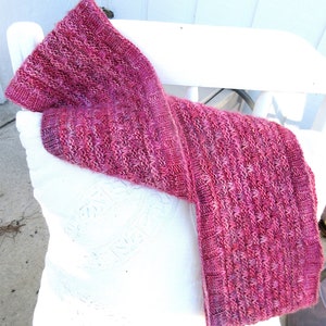 Hand Knit Cowl/ Valentine's Day or Birthday Gift/ 100% Merino Wool, Hand Dyed One of a Kind/ Delicious Raspberry-Pink image 4