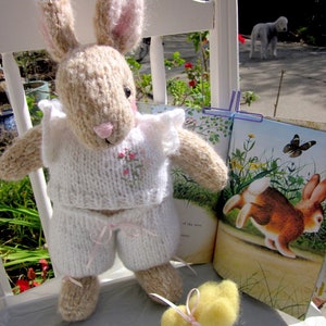 Stuffed Mohair Bunny and Chick Dolls,/ Hand Knit and Needle Felted/ Heirloom Collectible/ Serafina and Lemonade Giggles and Friends image 4