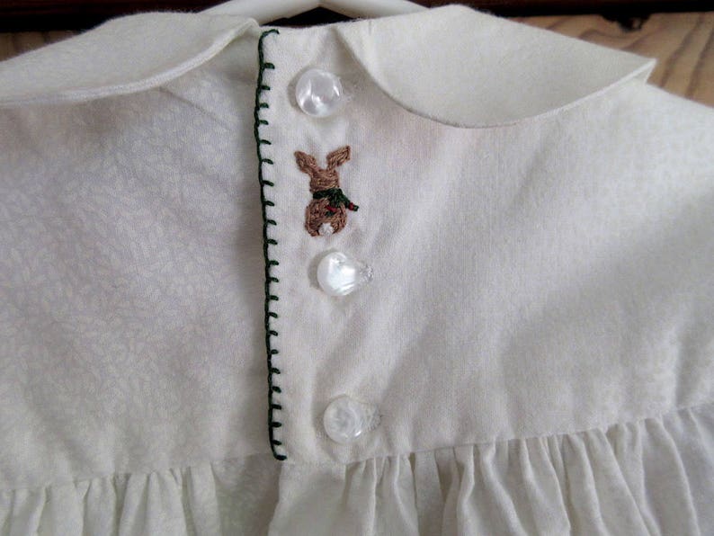 Winter Christmas Dress One of a Kind Smocked Baby Dress Size 1 White Hand Smocked Hand Embroidered