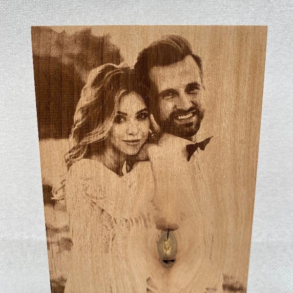 Laser Engraved Solid Wood Photo | Wedding Gift | Bridal Party Gift | Pet Photo | Vacation Photo | Anniversary Gift | Birthday Picture gift