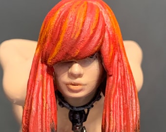 Unterwürfiges goth girl - Vollbusige Erotik - 200 mm Statue - Roter Kopf - Pin up