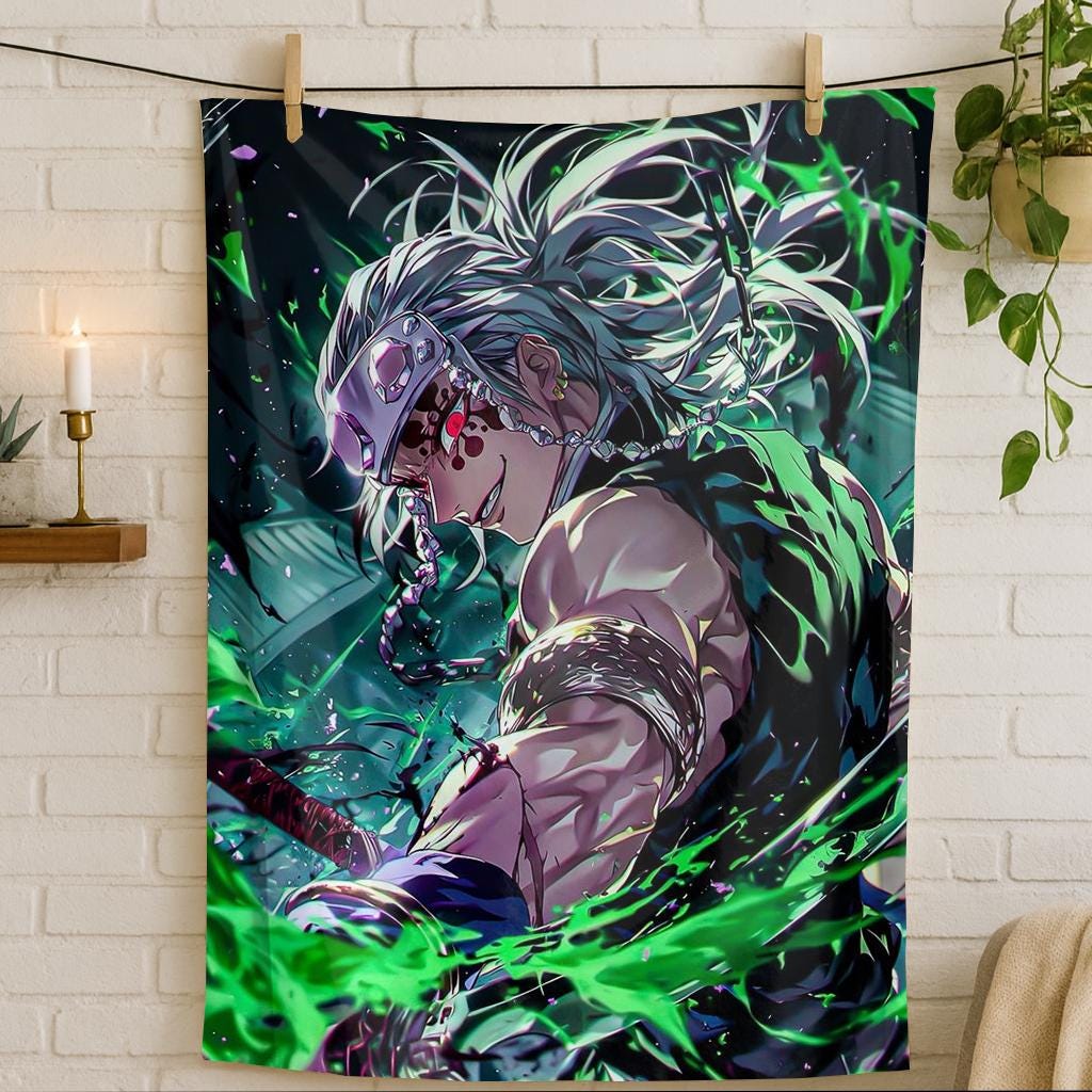 Discover Anime Demon Fleece Blanket for Fans, Comfortable Anime Style Throw