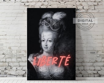 Marie Antoinette Altered Art, Maximalist Print, Moody Wall Art, Vintage Portrait, Eclectic Poster, Renaissance Painting, Antique Wall decor
