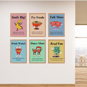 Kids Healthy Habits Poster, Groovy Wellness Poster, Teacher Supplies, Cute Retro Prints, Boho Classroom Decor Bundle, School Bulletin Boards