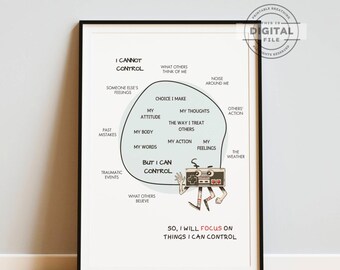 Things I Can Control, Circle of Control Poster, Therapie Büro Deko, Calm Down Corner Digital Druck, Schul Counselor, Psychology Wand Kunst