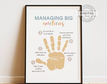 Mentoring Big Emotions Poster – Beruhigungstechniken, Selbstregulierungstherapie, Beruhigungstechniken, Stressbewältigungstechniken, Bewältigungstechniken für Kinder