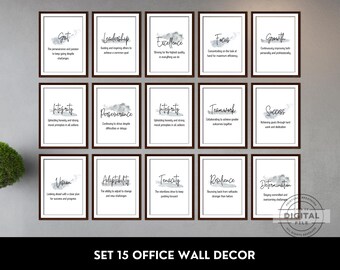 Office Inspiration Wall Art, Definition Poster, Watercolor Prints Set, Classroom Printables, Quotes Bundle Motivation, Office Desk Decor