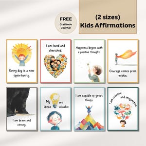 Kinder Affirmationsdruck-Set, 32 tägliche positive Affirmationen, Ermutigungsgeschenk, motivierende Lunchbox-Notizen, druckbare Achtsamkeitskarten