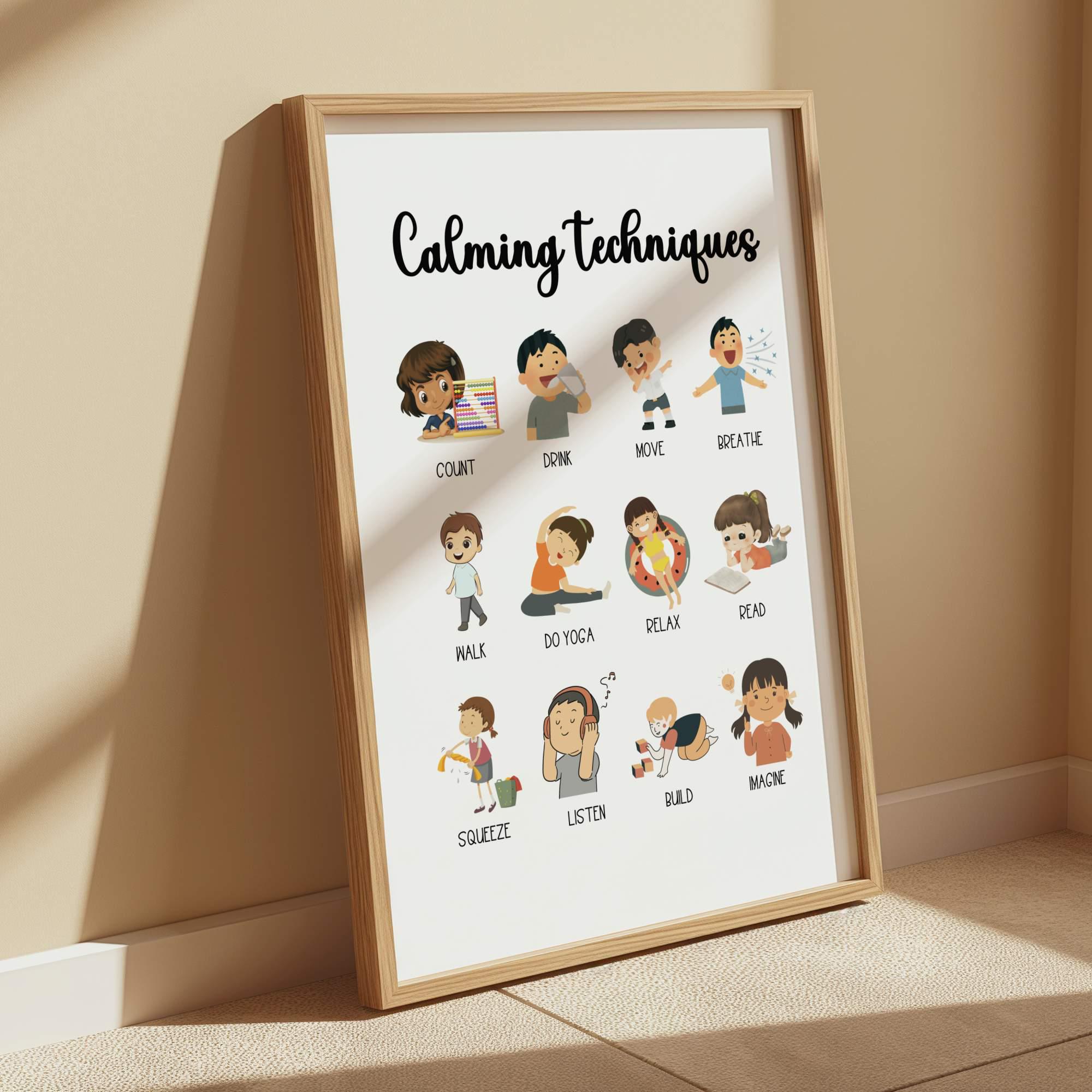 Feelings Chart Emotions Poster for Kids, Set of 2 Art Prints, Calming ...