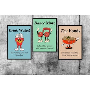 Kids Healthy Habits Poster, Groovy Wellness Poster, Teacher Supplies, Cute Retro Prints, Boho Classroom Decor Bundle, School Bulletin Boards