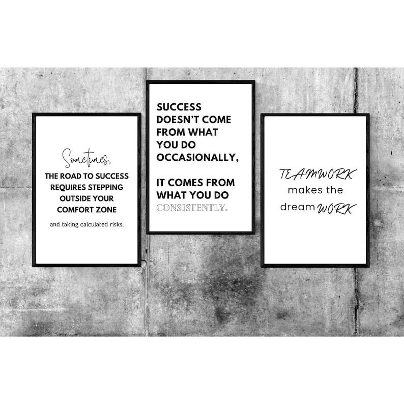 Modern Office Motivational Wall Art, Set of 9, Minimalist Quote Prints, Inspirational Work Quotes, Teamwork Quotes Bundle, Desk Decor Poster