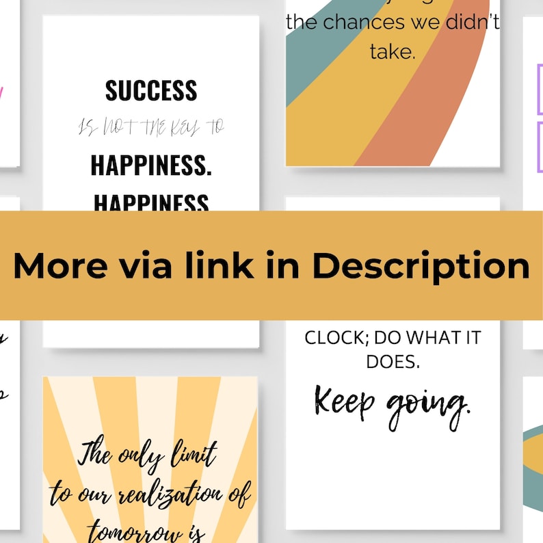 Retro Quote Wall Print, Set of 6, Motivation Quotes, Dorm Room Decor, Typography Poster 70s, Vintage Trendy Wall Art, Retro Colorful Prints