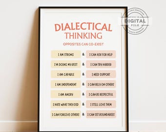 Dialectical Thinking Poster, Cognitive Behavioral Therapy Decor, Printable DBT Skills, School Counselor Office, Mental Health Wall Art Print