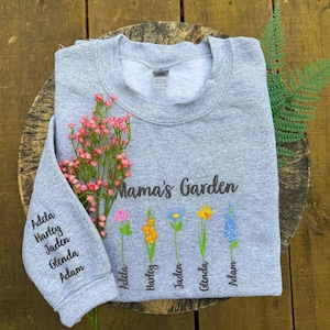 Mama&#39;s Garden Shirt, Custom Embroidered Mama&#39;s Garden Gift, Mama Embroidered Shirt, Gift for Mom, Mama Shirt, Mother&#39;s Day gift