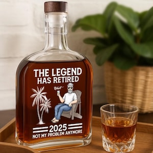 The Legend Has Retired Coworker Gift For Men Women, Funny Retirement Whiskey Bottle, Retirement Party Gift, Custom Gifts 2025
