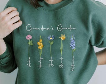 Mama&#39;s Garden Flower Shirt, Custom Embroidered Mama&#39;s Garden Gift, Mama Embroidered Shirt, Gift for Mom, Mama Shirt, Mother&#39;s Day gift