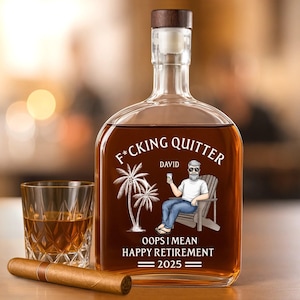 Personalized Retirement Gift for Men Women, Retired Coworker Gift, Funny Retirement Whiskey Bottle, Retirement Party Gift, Custom Gifts 2025