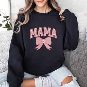 Mama Bow, Mama Coquette Bow Embroidery Shirt, Retro Soft Girl Aesthetic Mama Embroidered Shirt, Gift for Mom, Mama Shirt, Mother&#39;s Day gift