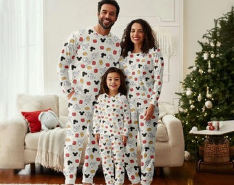 Mickey Mouse Family Pajamas, Disney Long Sleeve PJs, Cartoon Family PJs Set, Matching Pajama Set, Family Sleepwear Gift