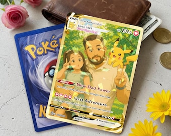 Carte Pokémon personnalisée, Cadeau pour la fête des pères, Carte photo personnalisée, Souvenir pour papa, Cadeau pour nouveau papa, Carte inspirée de Pokémon