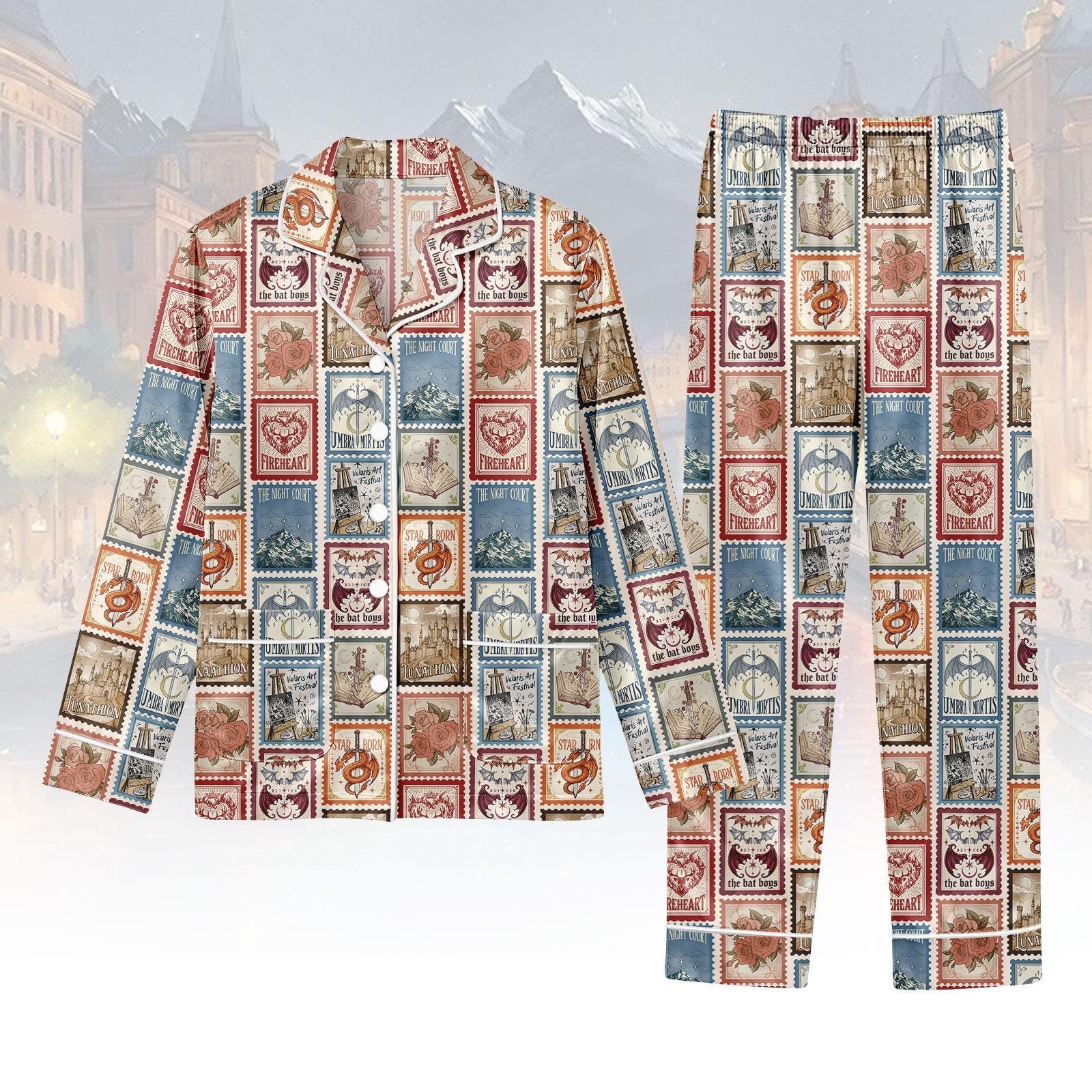 Discover Fantasy Pajamas Set, Magical Long Sleeve Pajamas, Enchanted Pajama Set, Women Pajama, Gift for Fantasy Lover