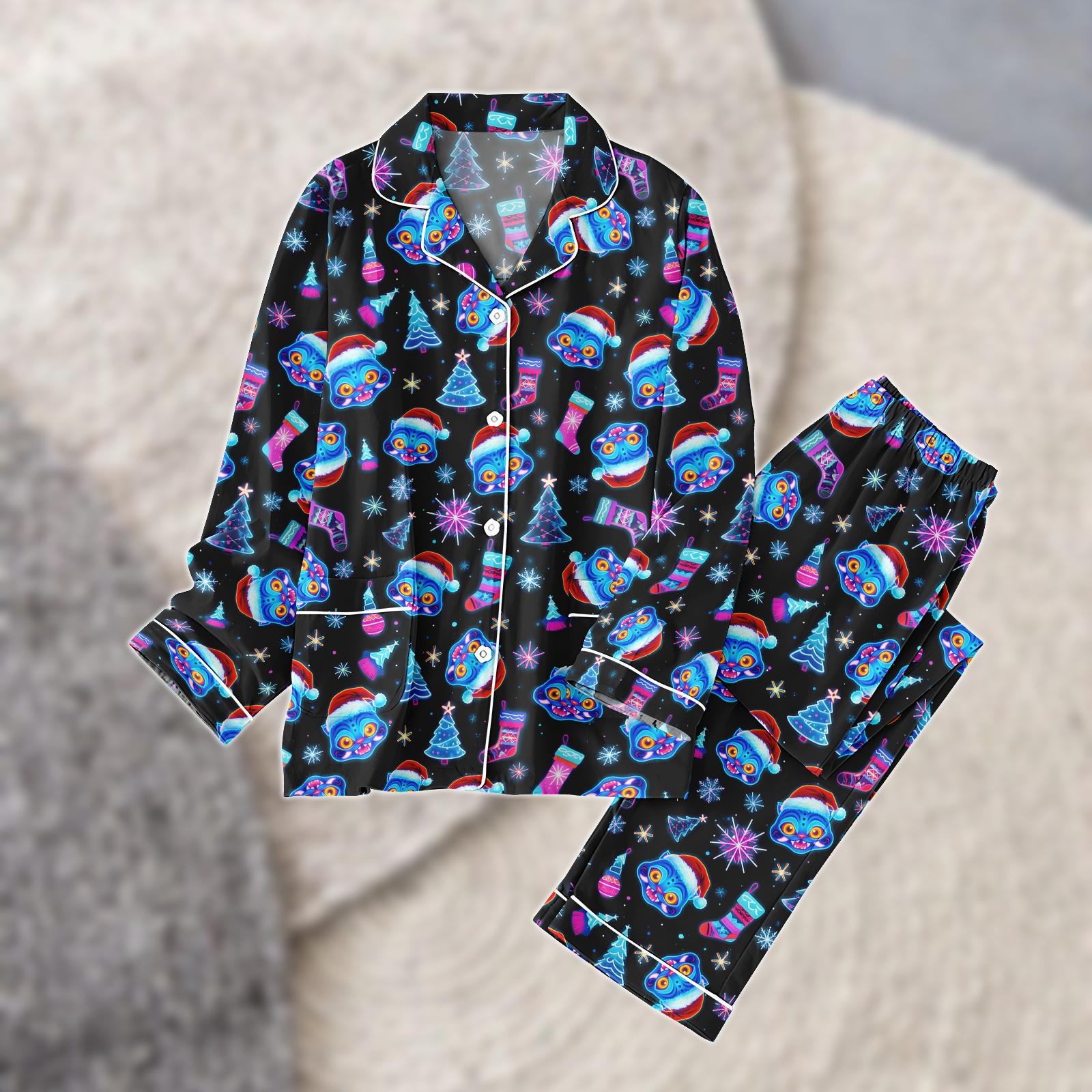 Discover Christmas Tiger Thick Pajamas, Demon Hunter Long PJs Set, Kpop Costume Home Wear, Long Sleeve & Pants Women PJs Set, Gift for Her