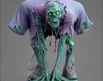 Halloween Zombie Graphic T-Shirt, Undead Monster Tee, Creepy Streetwear, Halloween Costume, Halloween Shirt for Men, Halloween Gift