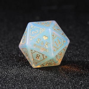 Customize D20-DnD Dice Set-Add Initials or Symbol-Custom D20 Dice-Personalized D20 dungeons and dragons-Stone D20-Gemstone D20, dnd dice set