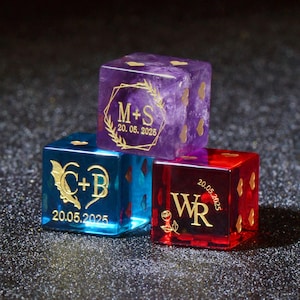 Custom Wedding Dice - D6, Engagement Gift, Personalized Dnd Gifts, Gamer Wedding Gift, Dungeons and Dragons, Marriage dice, Board Game Dice