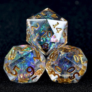 Rainbow DND Dice Set, Resin Sharp Edge Dice Set, D&D Dice Set for Dungeons and Dragons, Polyhedral Dice Set