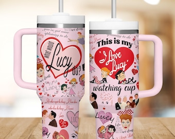 Bicchiere "I Love Lucy" da 40 oz, bicchiere classico per fan di una serie TV, bicchiere da cocktail retrò, bicchiere in acciaio inossidabile Lucille Ball