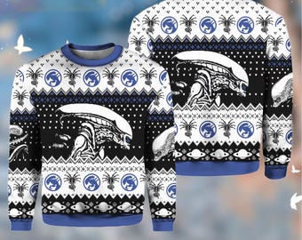 Alien Peace On Earth Ugly Christmas Sweater - Men's Novelty Holiday Sweatshirt