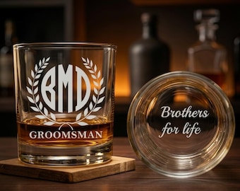 Groomsman Whiskey Glass, Engraved Rocks Glass, Gift For Wedding Party, Personalized Barware Gift, To Future Adventures Gift