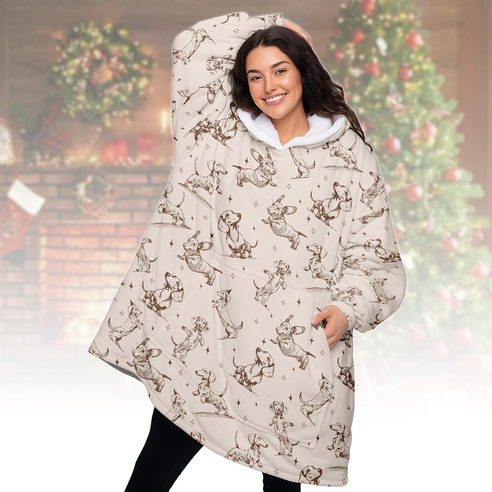 Manta Con Capucha Forrada De Sherpa Para Navidad - Sudadera Acogedora Unisex, Tamaño Grande, Tema Navideño