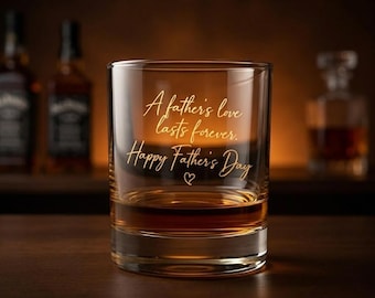 Father's Day Whiskey Glass, Engraved Rocks Glass, Gift For Dad, Sentimental Father's Day Gift, Personalized Barware Gift
