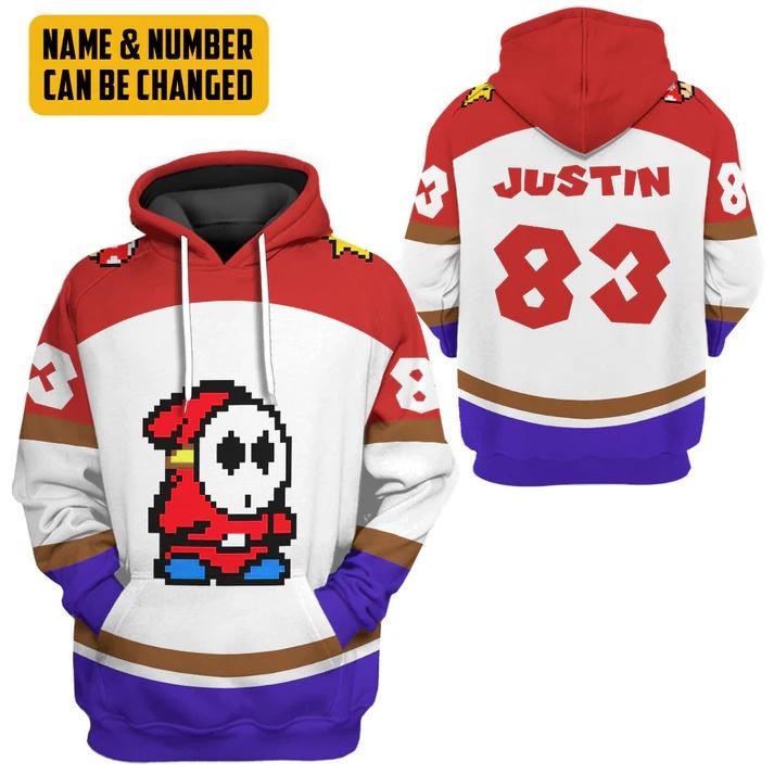 Custom Name Shy Guy Costume Hoodie Joggers, Super Mario Characters Cosplay Hoodie
