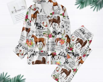 Pferde Pyjamas, Pferde Pyjamas, Pferdeliebhaber Pyjama, Pferde Pyjamas Kinder Frauen, Pferderennen Pyjamas, Cowboy Shirt, Pferdeliebhaber Geschenk