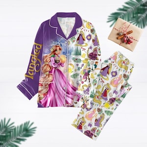Tangled Pajamas Set, Disney Princess Rapunzel Kids Women Pajamas, Disney Cartoon Character Pajamas, Slumber Party, Gift For Kids