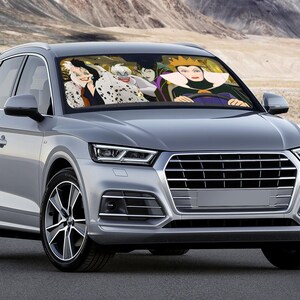 Disney Villains Car Sunshade, Evil Queen Maleficent Ursula Auto Shade, Spooky Halloween Car Accessory, Disney Magic Movie Visor