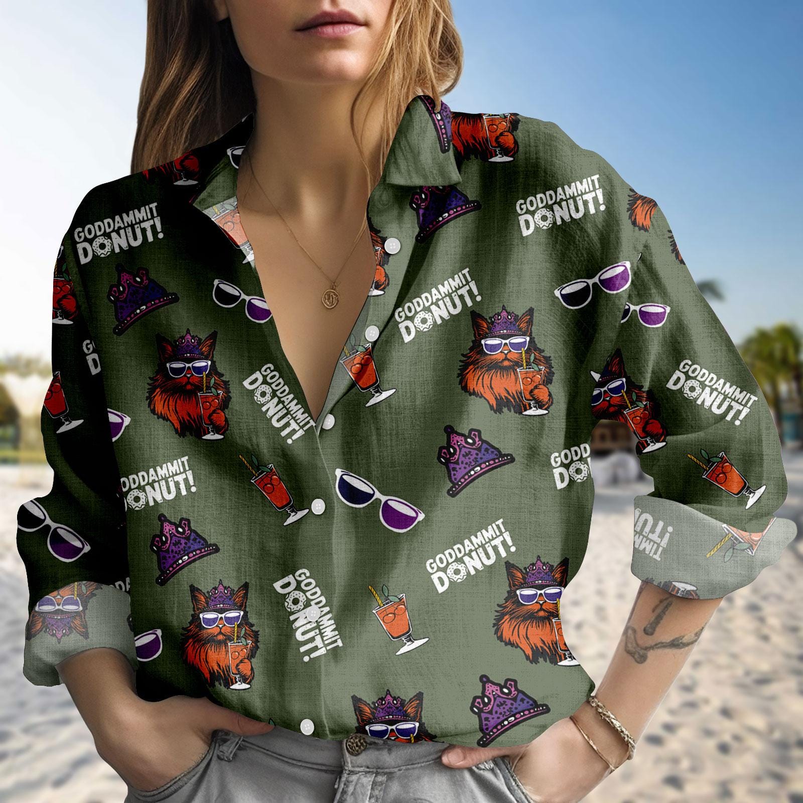 Discover Dungeon Crawler Carl Blouse Shirt, Fantasy Book Long Sleeve Shirt For Women, Princess Donut And Mongo Shirt For Fan, RPG Fan Outfit