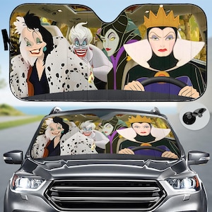 Disney Villains Car Sunshade, Evil Queen Maleficent Ursula Auto Shade, Spooky Halloween Car Accessory, Disney Magic Movie Visor