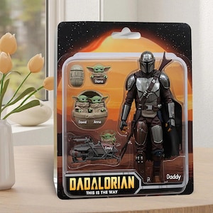 Personalized Father Day Acrylic Plaque, Star Wars Dadalorian Figure Acrylic Block, Mandalorian Plaque, Father Day Gift, Baby Yoda Gift