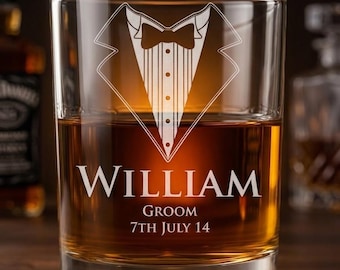 Engraved Groomsman Whiskey Glass, Personalized Rocks Glass, Gift For Groomsman, Wedding Party Gift, Customized Barware Gift