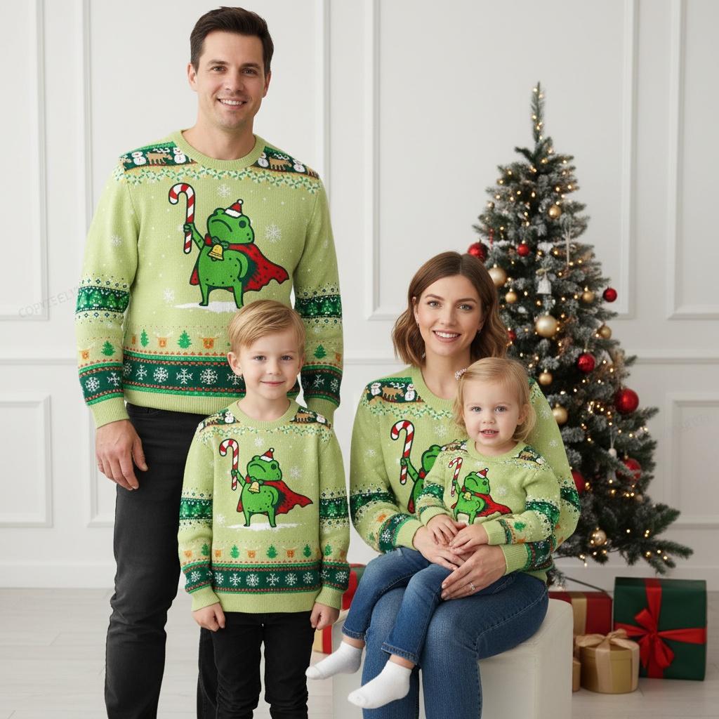 Discover Frog Defender Christmas Ugly Sweater, Library Holiday Sweater, Fun Knitted Sweater