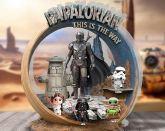 Targa personalizzata a forma di Star Wars, targa in acrilico per la festa del papà di Star Wars, decorazioni personalizzate Dadalorian, regalo per papà, targa del film Disney