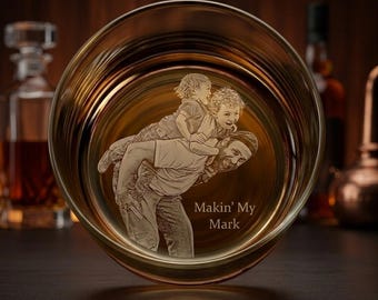 Engraved Whiskey Glass, Dad Rocks Glass, Gift For Dad, Fathers Day Gift, Personalized Barware Gift, New Dad Gift