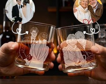 Engraved Wedding Whiskey Glass, Personalized Rocks Glass, Gift for Dad, Fathers Day Gift, Customized Barware, Anniversary Gift