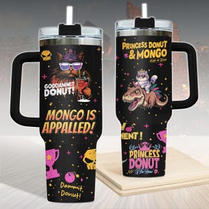 Princess Donut And Mongo 40oz Tumbler, Dungeon Crawler Carl Stainless Tumbler, Fantasy Book Drinkware Tumbler, Bookish Tumbler